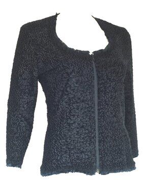 Elena Just For You Textured Velour Zip Front Light Jacket